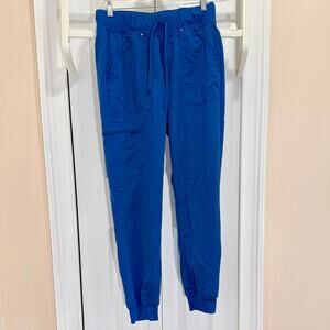 Scrubstar women’s S scrub pants Electric blue jogger cuff 4 pockets plus 1 cargo